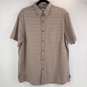 ROWM Striped Short Sleeve Button Up Shirt Size L